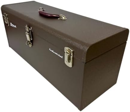 homak 24-inch industrial steel toolbox, brown wrinkle powder showing dimensions