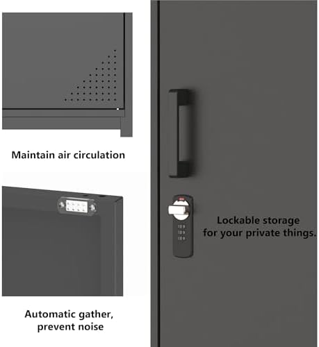 steehoom metal storage cabinet with lock, 4 tier, side view