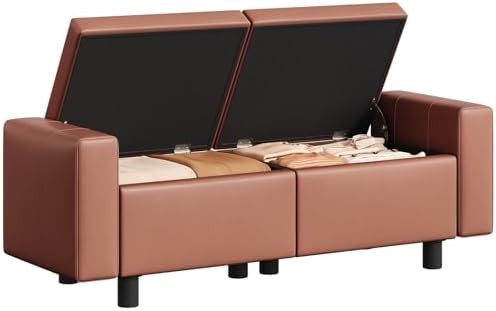hoobro ottoman with storage, 46.7'' storage bench, view 9
