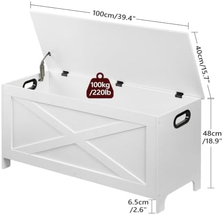 mahancris 39.4" storage chest with lid, storage bench, close-up detail