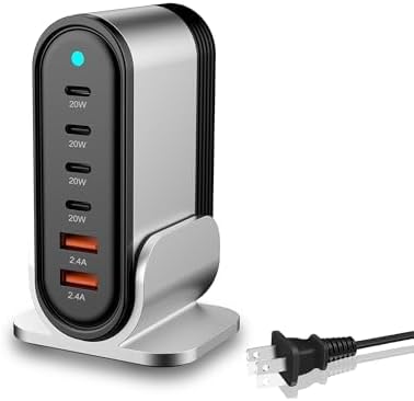 USB C Fast Charger : 6 Port Desktop Multiple Devices Power Adapter by Unknown