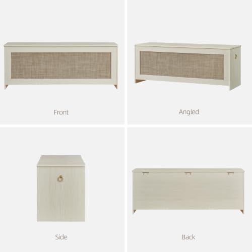 47.2" storage chest extra large,rattan storage bench(white cream) showing dimensions