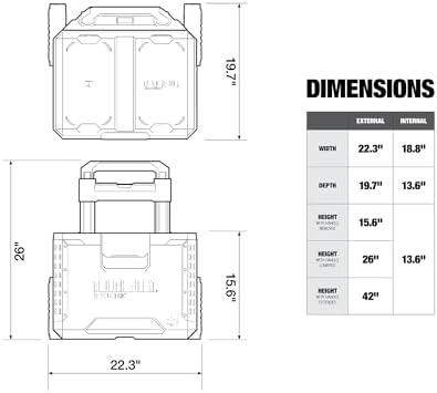 toughbuilt stacktech rolling tool box with 9-inch wheels, close-up detail