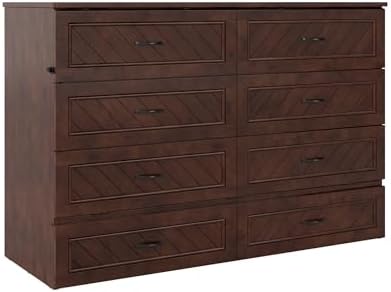 afi, alpine queen wood murphy bed chest with, side view