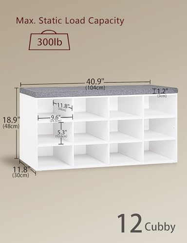 dinzi lvj shoe storage bench with cushion, 40.9", close-up detail