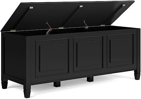 simplihome connaught 51" wide solid wood trunk bench, side view