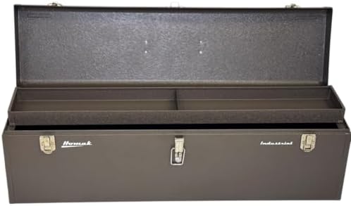 homak 32-inch industrial steel toolbox, brown wrinkle powder shown in use