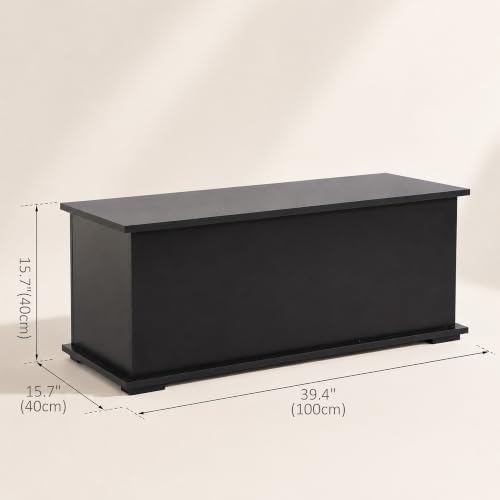homcom 39.4" modern storage chest, lift top storage, close-up detail
