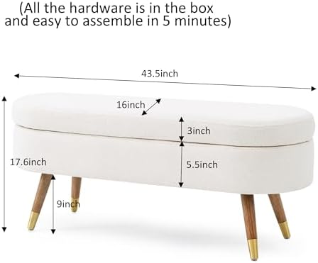 iafike oval storage bench 43.5" ottoman bench upholstered shown in use
