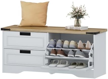fatorri shoe storage bench, entryway bench with flip, view 9