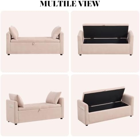51" end of bed storage bench, upholstered chenille on a desk or shelf