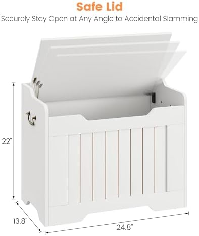 idealhouse storage bench, 24.8" storage chest with lid, close-up detail