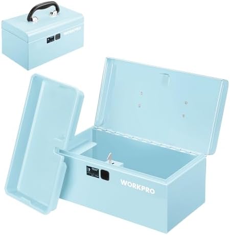 workpro 10.8" mini metal tool box with removable, view 9
