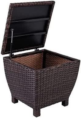 sundale brown wicker storage box, 13 gallon outdoor, front angle view