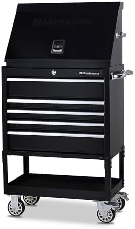 montezuma me300b 30-inch portable triangle toolbox, black, close-up detail