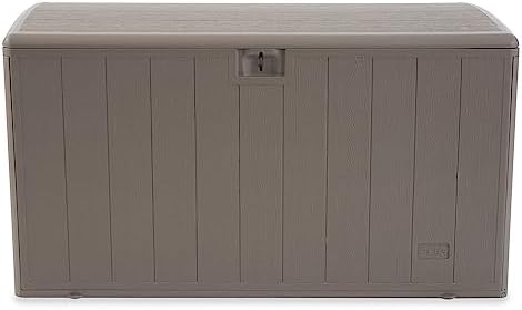 plastic development group outdoor deck box, soft close showing dimensions