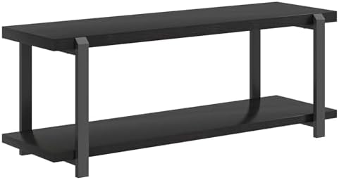 excefur entryway bench, modern wood and metal storage, view 9