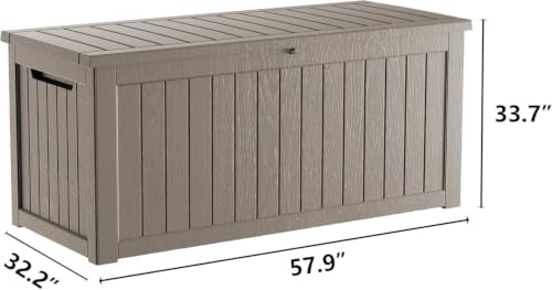300 gallon resin large deck box organization and, close-up detail