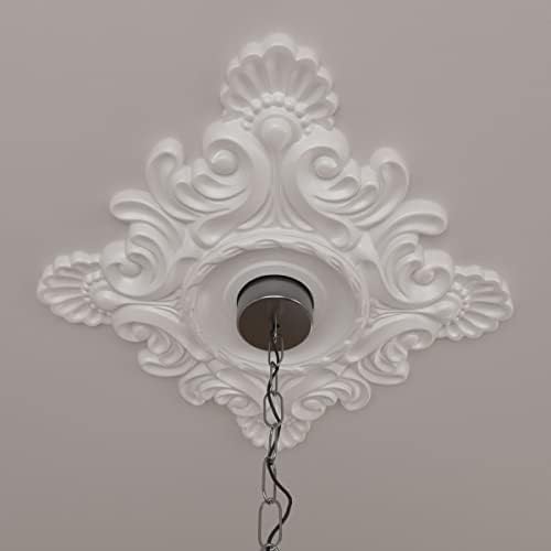 Ekena Millwork CM18CR Crawley Ceiling Medallion, 18"W x 18"H x 3 1/4"ID x 1 1/2"P, Factory Primed