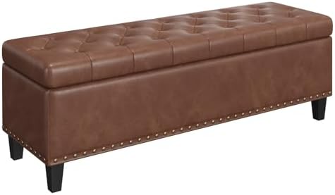 fivewillowise 51 inch storage ottoman bench,large end of, front angle view