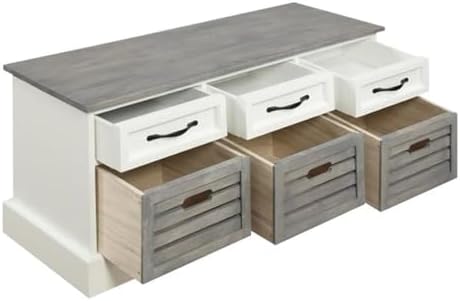 bowery hill 6 drawer entryway storage cubby bench, close-up detail