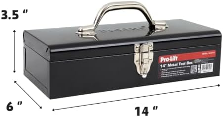 pro-lift steel tool box – 14-inch metal toolbox on a desk or shelf