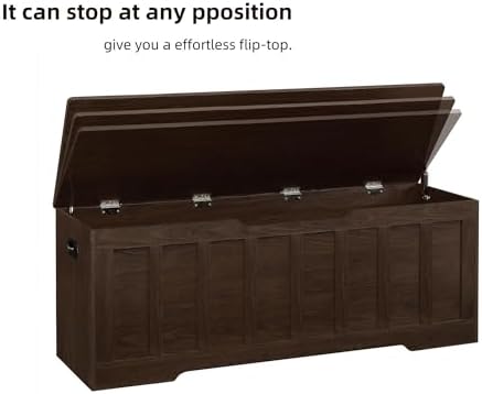 vankiley 51.2" storage chest extra large,wooden storage bench(espresso), view 9