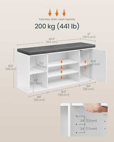 songmics home shoe storage bench, snapsemble superfast assembly shown in use