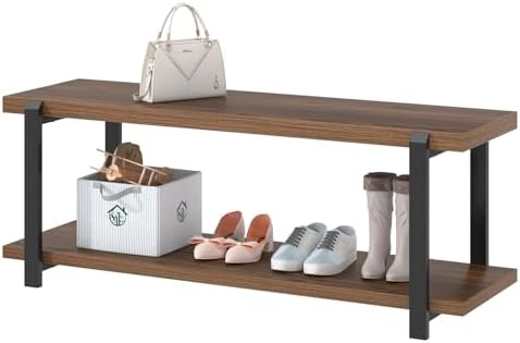 foluban entryway bench with shoe storage, modern end, front angle view