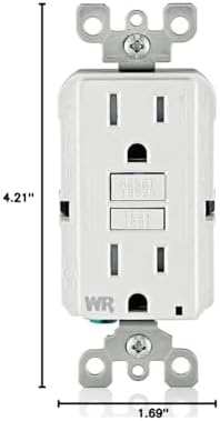Leviton GFCI Weather-Resistant Outlet, 15 Amp, Self Test, Tamper-Resistant with LED Indicator Light, Outdoor Locations, GFWT1-W, White