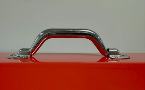 homak tool box, 16" portable steel small tool, front angle view