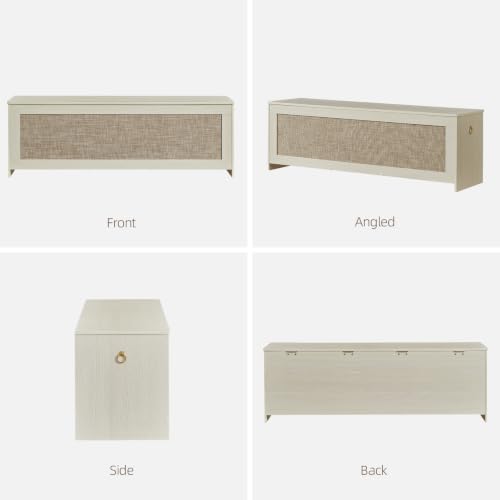 55.1" storage chest extra large,rattan storage bench(white cream) on a desk or shelf
