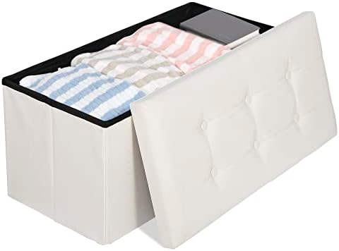 zenstyle 30inches storage ottoman bench, folding footrest stool, view 9