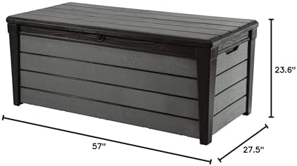 keter brushwood outdoor storage deck box,120 gallon, brown, view 10