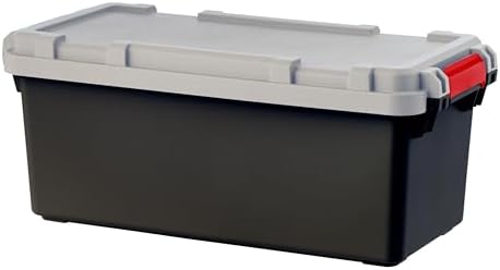 iris usa 2-pack 15 gallon lockable storage trunk shown in use