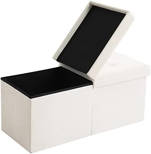 storage ottoman bench foldable footrest foot stool, 30", front angle view