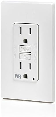 Leviton GFCI Weather-Resistant Outlet, 15 Amp, Self Test, Tamper-Resistant with LED Indicator Light, Outdoor Locations, GFWT1-W, White