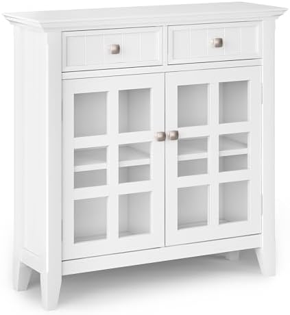 simplihome acadian storage bench and cabinet set in on a desk or shelf
