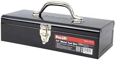 pro-lift steel tool box – 14-inch metal toolbox shown in use