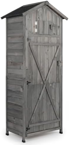 ironmax outdoor wooden storage shed with folding table, view 9