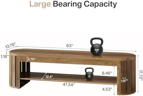 tribesigns 63" wooden entryway bench with shoe storage shown in use