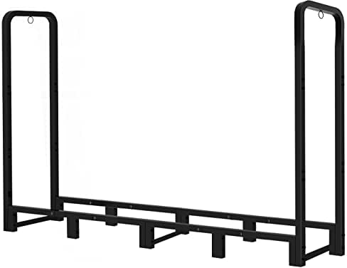 8ft outdoor firewood rack, upgraded heavy duty logs shown in use