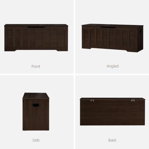 vankiley 47.2" storage chest extra large,wooden storage trunk(espresso), view 9