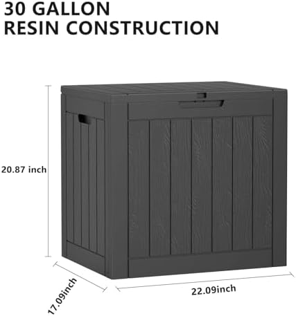 30 gal lockable outdoor storage box waterproof deck shown in use