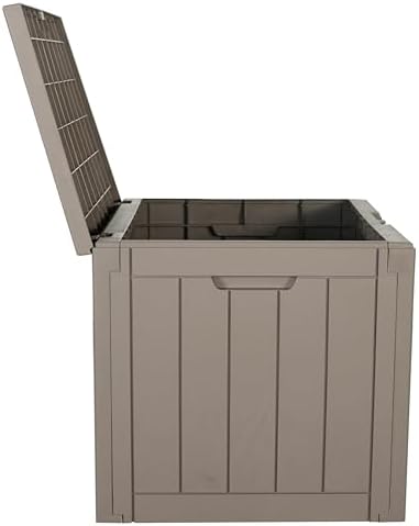 btexpert indoor outdoor storage box, 30 gallon resin, package contents