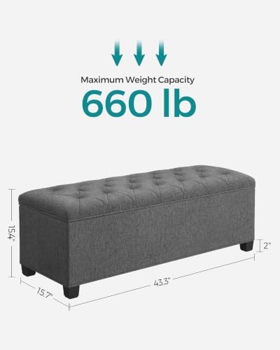 songmics storage ottoman bench, foot rest with legs, close-up detail