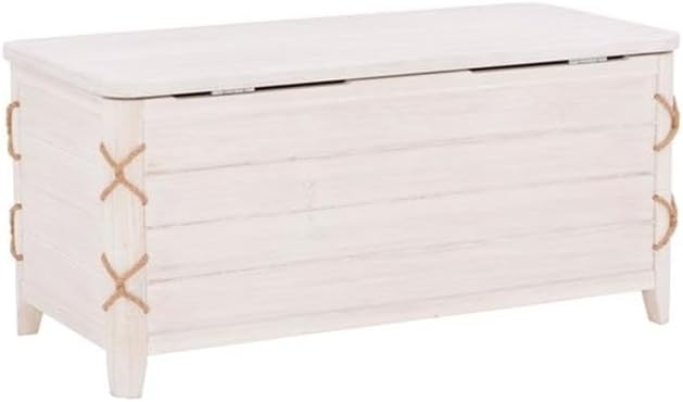 bowery hill modern wood rope storage chest, 38"x18"x18", side view