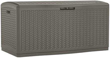 suncast xl deck box, 124 gal, resin wicker, main product view