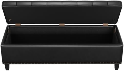 fivewillowise 51 inch storage ottoman bench,large end of, front angle view
