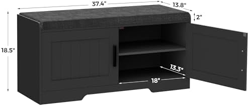 homleke shoe storage bench, 2 doors & thickened shown in use
